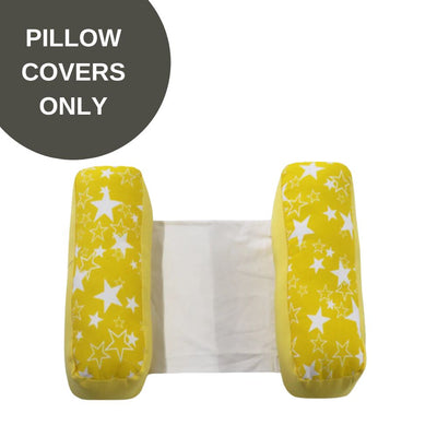 Covers Only - Anti Roll Pillow Cover - Set of 2 - Yellow Star