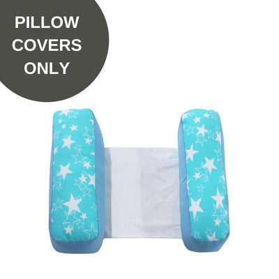 Covers Only - Anti Roll Pillow Cover - Set of 2 - Cyan Star