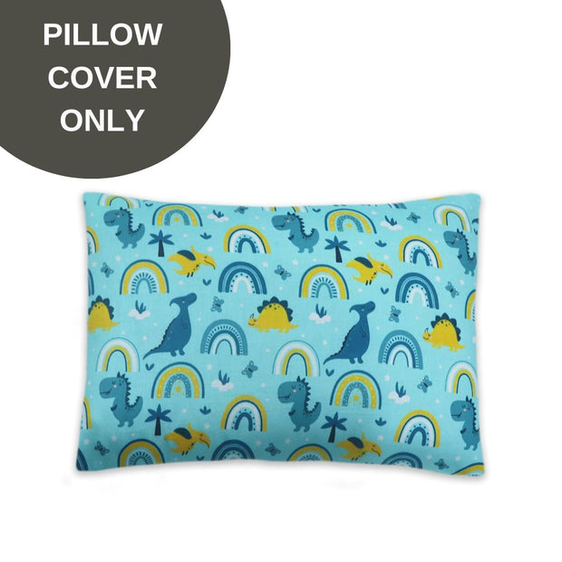 Cover Only - Toddler Pillow Cover - Teal Dinos