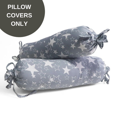 Covers Only - Anti Roll Pillow Cover - Set of 2 - Grey Star