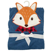 Fox Cotton Hooded Baby Bath Towel with Baby Loofah