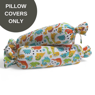 Covers Only - Anti Roll Pillow Cover - Set of 2 - Cute Dinos