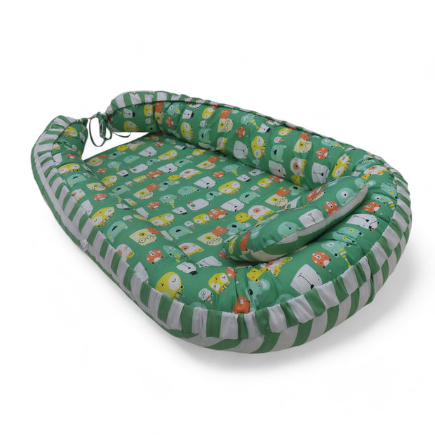 Green Panda - Baby Boat Bed for Babies & Infants | Portable Baby Bedding Set with Pillow