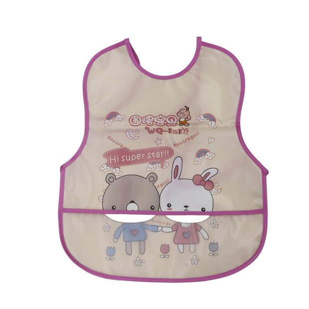 Animal Printed Plastic Feeding Baby Bibs