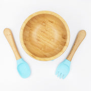 Bamboo Sky- Kradyl Kroft Bamboo Silicone Bowl & Spoon Set for Babies and Toddlers