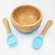 Bamboo Sky- Kradyl Kroft Bamboo Silicone Bowl & Spoon Set for Babies and Toddlers