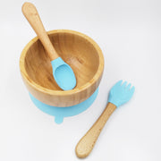 Bamboo Sky- Kradyl Kroft Bamboo Silicone Bowl & Spoon Set for Babies and Toddlers