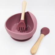 Slicone Mauve- Kradyl Kroft Bamboo Silicone Bowl & Spoon Set for Babies and Toddlers