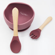 Slicone Mauve- Kradyl Kroft Bamboo Silicone Bowl & Spoon Set for Babies and Toddlers