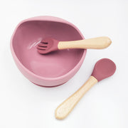 Slicone Mauve- Kradyl Kroft Bamboo Silicone Bowl & Spoon Set for Babies and Toddlers