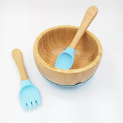 Bamboo Sky- Kradyl Kroft Bamboo Silicone Bowl & Spoon Set for Babies and Toddlers