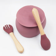 Slicone Mauve- Kradyl Kroft Bamboo Silicone Bowl & Spoon Set for Babies and Toddlers