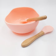 Slicone Pink- Kradyl Kroft Bamboo Silicone Bowl & Spoon Set for Babies and Toddlers