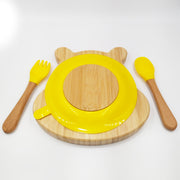 Hippo Yellow- Kradyl Kroft Bamboo Silicone Bowl & Spoon Set for Babies and Toddlers