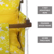 Yellow Star - Baby Swing | Jhula | Wooden Base