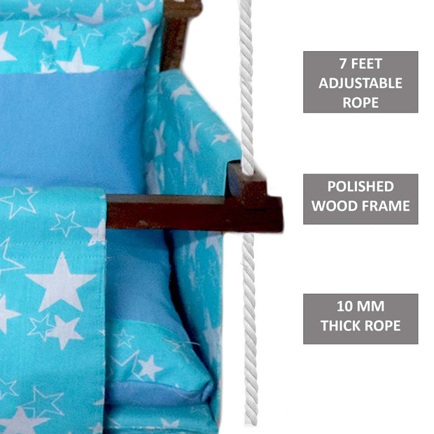 Cyan Star - Baby Swing | Jhula | Wooden Base