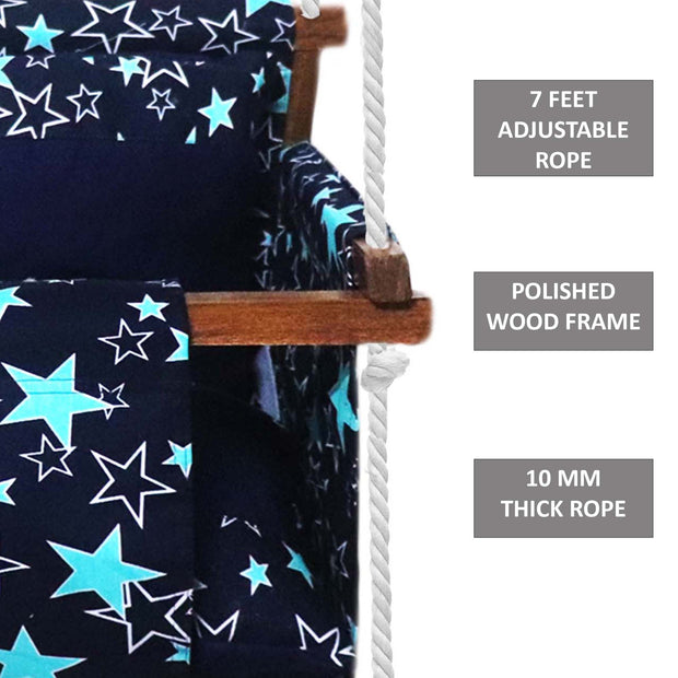 Navy Star - Baby Swing | Jhula | Wooden Base