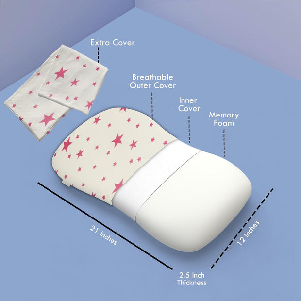 Contour Memory Foam Kids Pillow |Toddler Memory Foam Pillow for 12 Months Plus - Star