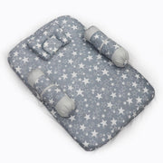 Grey Star- 5 Pc Baby Bedding Set with Mosquito Net for Infants