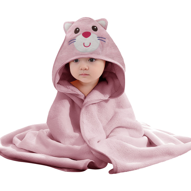 Kitty Cotton Hooded Baby Bath Towel with Baby Loofah