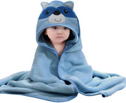 Blue Panda Cotton Hooded Baby Bath Towel with Baby Loofah