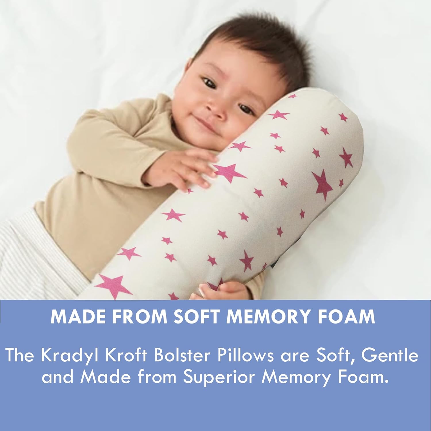 Memory Foam Cylindrical Pillow |Baby Memory Foam Side Pillow - Star