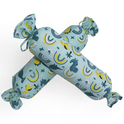 Teal Dinos - Microfiber Set of 2 Baby Bolster Pillows