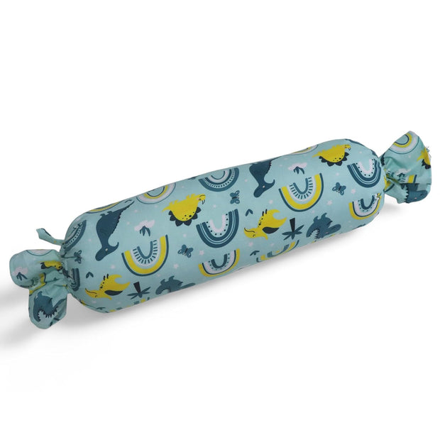 Teal Dinos - Microfiber Set of 2 Baby Bolster Pillows