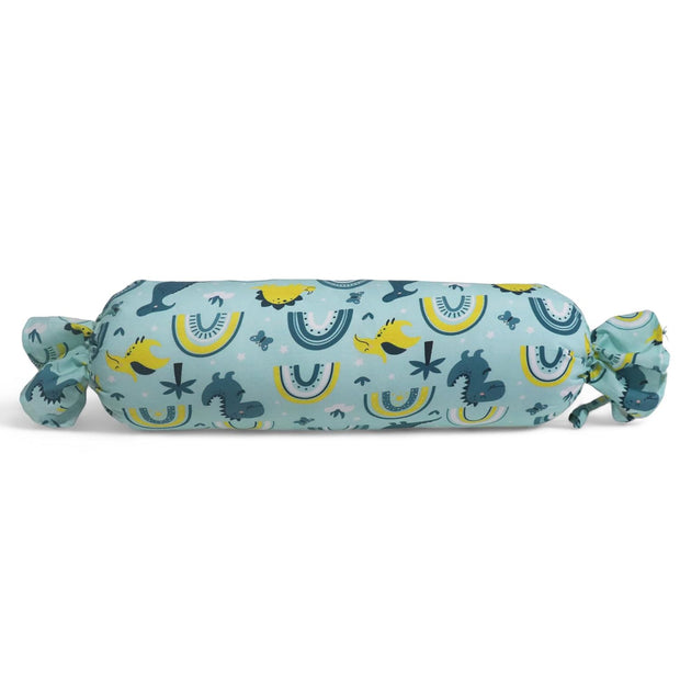 Teal Dinos - Microfiber Set of 2 Baby Bolster Pillows