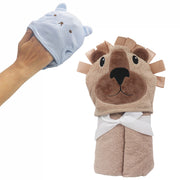 Brown Lion Cotton Hooded Baby Bath Towel with Baby Loofah