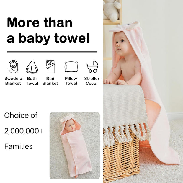 Unicorn Cotton Hooded Baby Bath Towel with Baby Loofah