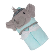 Teal Elli Cotton Hooded Baby Bath Towel with Baby Loofah