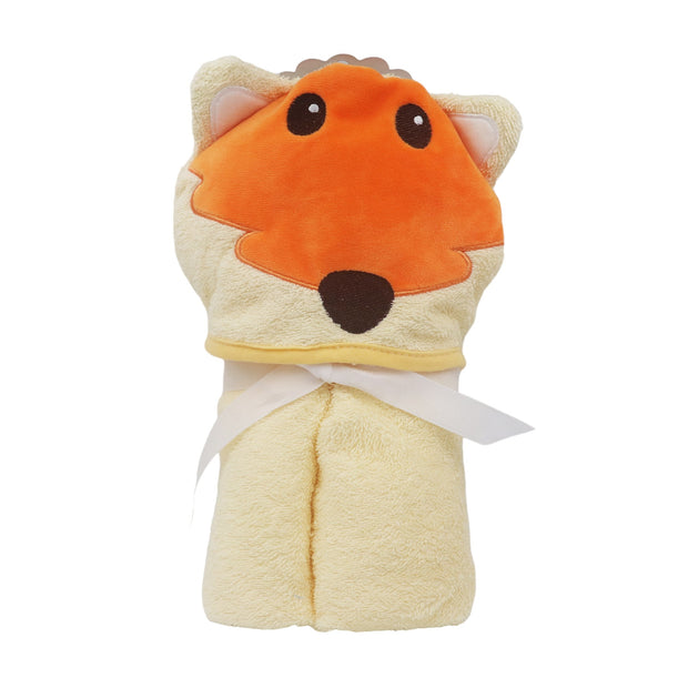 Yellow Lion Cotton Hooded Baby Bath Towel with Baby Loofah