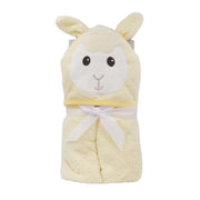 Yellow Sheep Cotton Hooded Baby Bath Towel with Baby Loofah