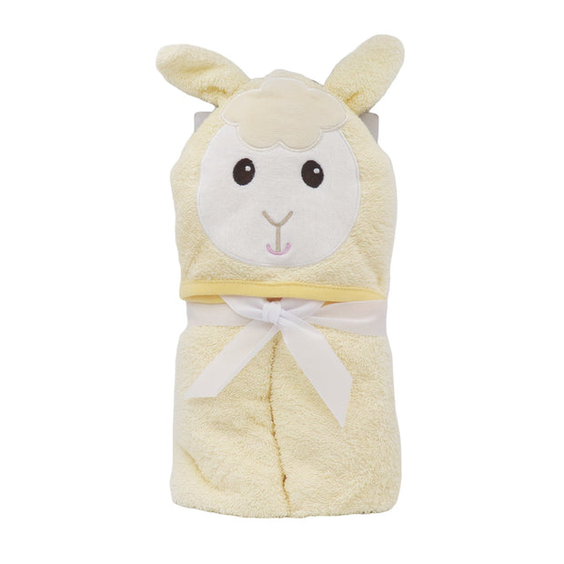 Yellow Sheep Cotton Hooded Baby Bath Towel with Baby Loofah