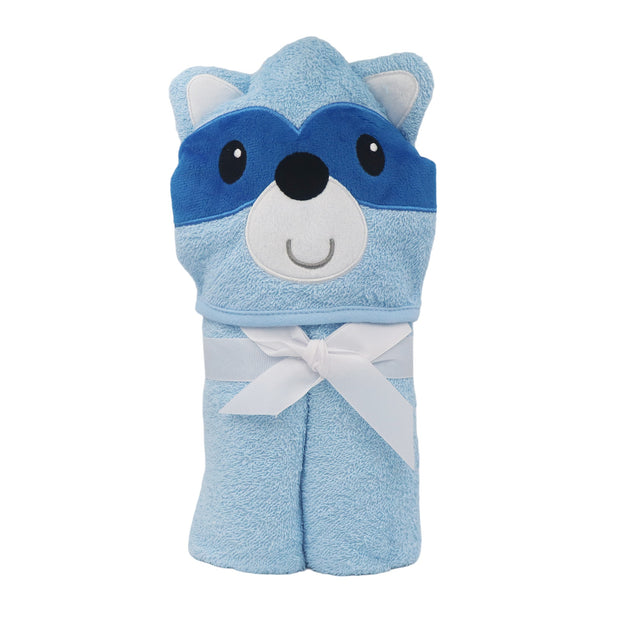 Blue Panda Cotton Hooded Baby Bath Towel with Baby Loofah