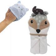 Deer Cotton Hooded Baby Bath Towel with Baby Loofah