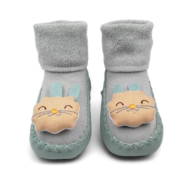 Teal Bunny- Baby Sock Shoes for Infants Babies and Little Kids