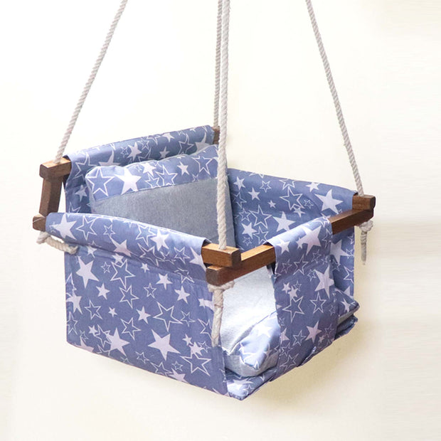 Gray Star- Baby Swing | Jhula | Wooden Base