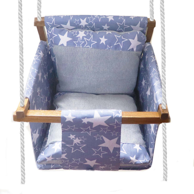 Gray Star- Baby Swing | Jhula | Wooden Base