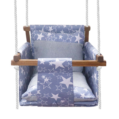 Gray Star- Baby Swing | Jhula | Wooden Base