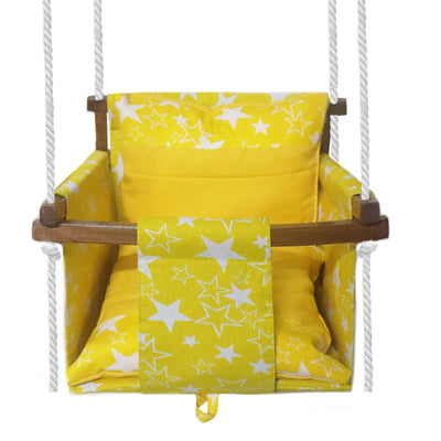 Yellow Star - Baby Swing | Jhula | Wooden Base