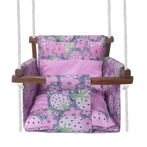 Strawberry- Baby Swing | Jhula | Wooden Base