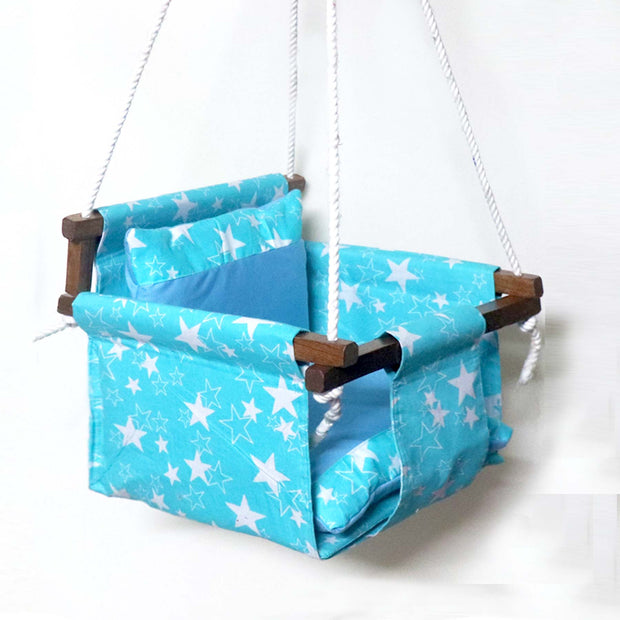 Cyan Star - Baby Swing | Jhula | Wooden Base