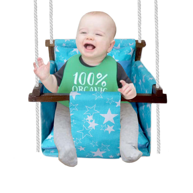 Cyan Star - Baby Swing | Jhula | Wooden Base