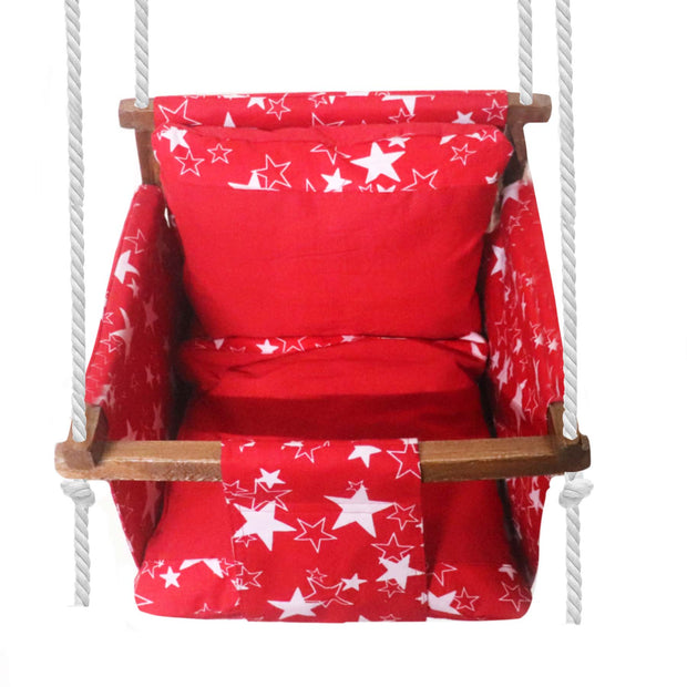 Red Star - Baby Swing | Jhula | Wooden Base