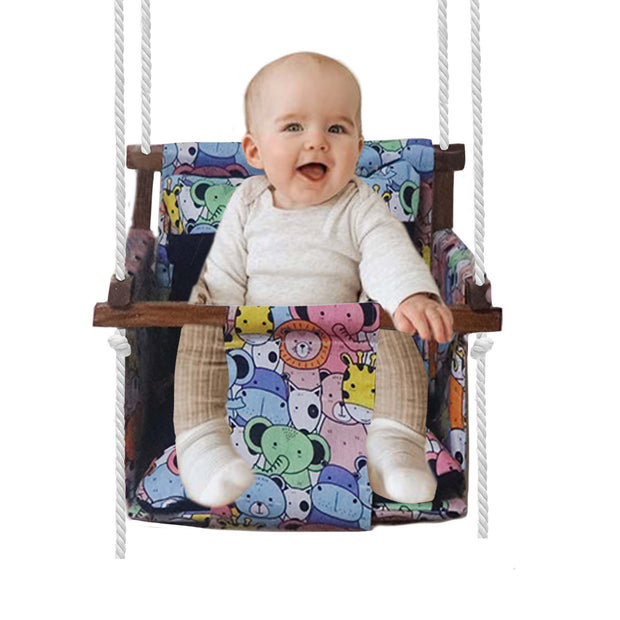 Happy Zoo- Baby Swing | Jhula | Wooden Base