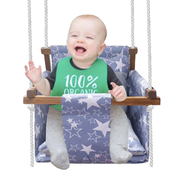 Gray Star- Baby Swing | Jhula | Wooden Base