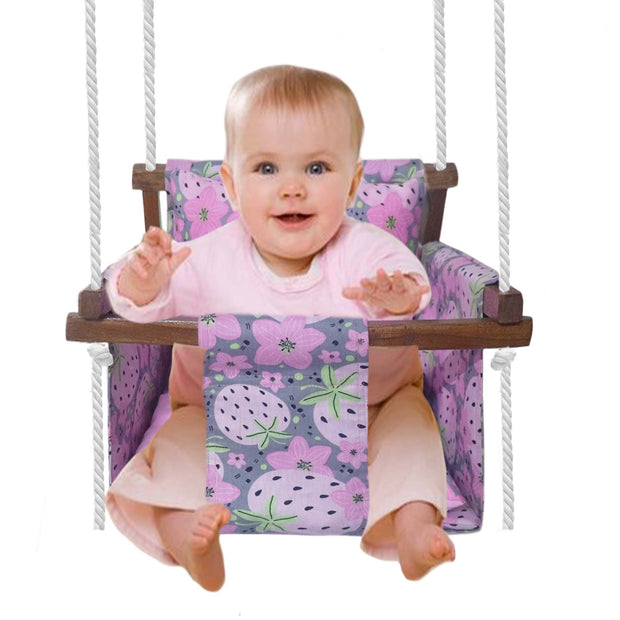 Strawberry- Baby Swing | Jhula | Wooden Base