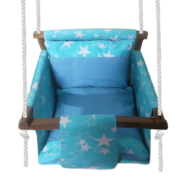 Cyan Star - Baby Swing | Jhula | Wooden Base